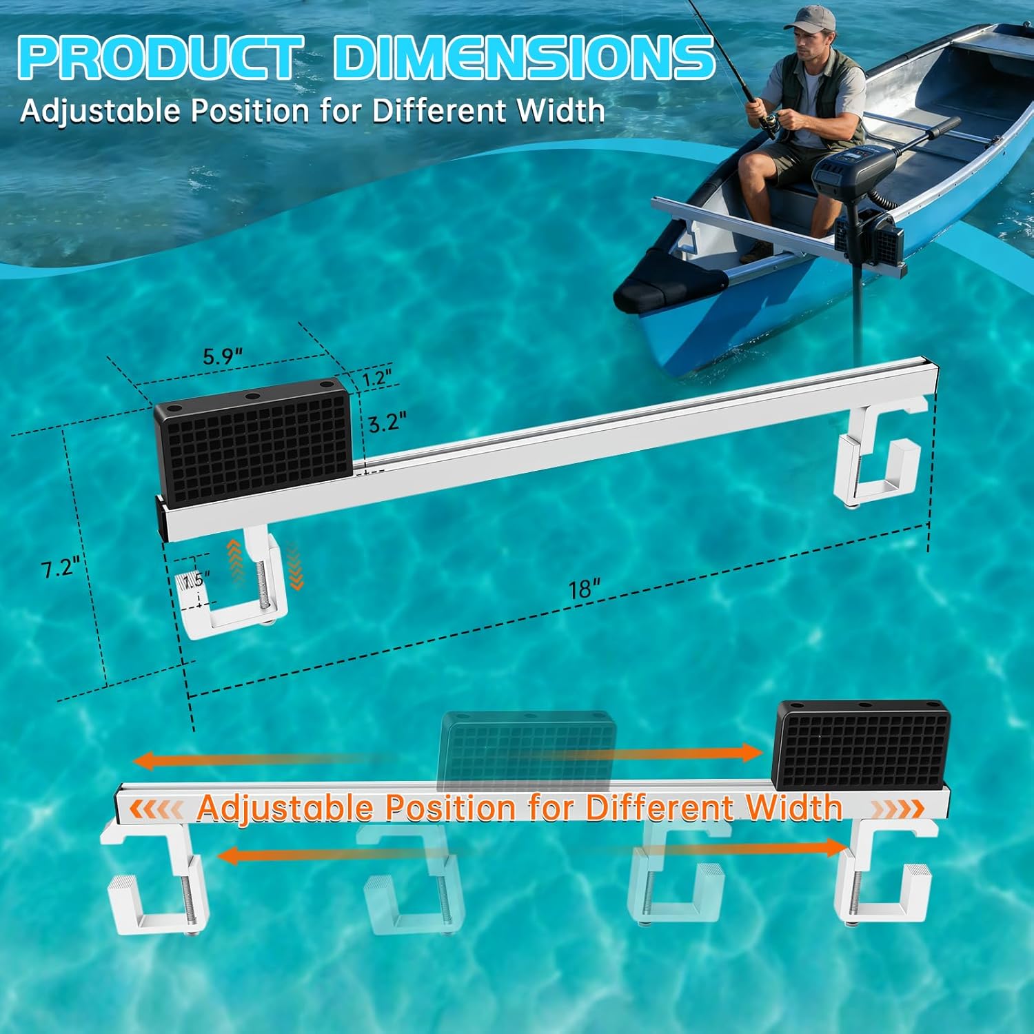 (Missing mount)  hCanoe Trolling Motor Mount Bracket & Fishing Accessories Mount Platform for Canoe (Single Bracket(C-Type Fixtures Installation))
